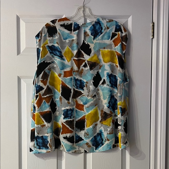 Chaus Blue and Yellow Abstract Blouse - Picture 4 of 4